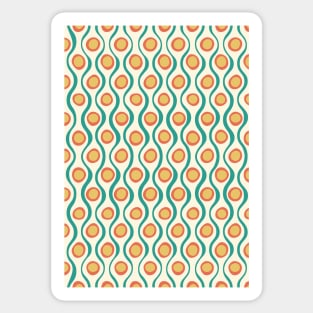 60s, 70s Funky Dots Pattern Teal, Orange, Yellow Sticker